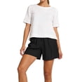 thumbnail image 2 of Guluxicc 2 Piece Women's Outfit Sets Basic T Shirt Matching Side Slit Shorts Eyelet Embroidery Casual Outfits for Spring and Summer, 2 of 5