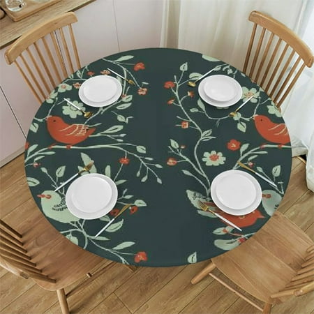 

Patifu Bird Flower Silk Screen Round Table Cover Stain Resistant Washable Indoor Outdoor Tablecloth Kitchen Dining Wedding Parties 100% Polyester Outdoor Fitted Waterproof Resistant Fabric 38 -42