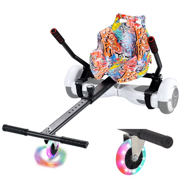 BIIST Accessoire de Kart pour Hoverboard avec Roue Lumineuse Siège de Hoverboard Accessoire de Hoverboard pour Tous les Âges Accessoire Universel de Kart pour Hoverboard pour Kart de Hoverboard Ajustable pour la Plupart des Hoverboards