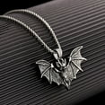 thumbnail image 2 of Leander Bat Necklace for Men - Stainless Steel Vampire Pendant, Gothic Halloween Goth Jewelry‌, 2 of 6