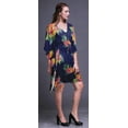 thumbnail image 3 of Bimba Navy Blue Floral Tropical Leaves & Ladies Kaftan Holiday Loungewear Midi Dress Beach Coverup-4X-5X, 3 of 5