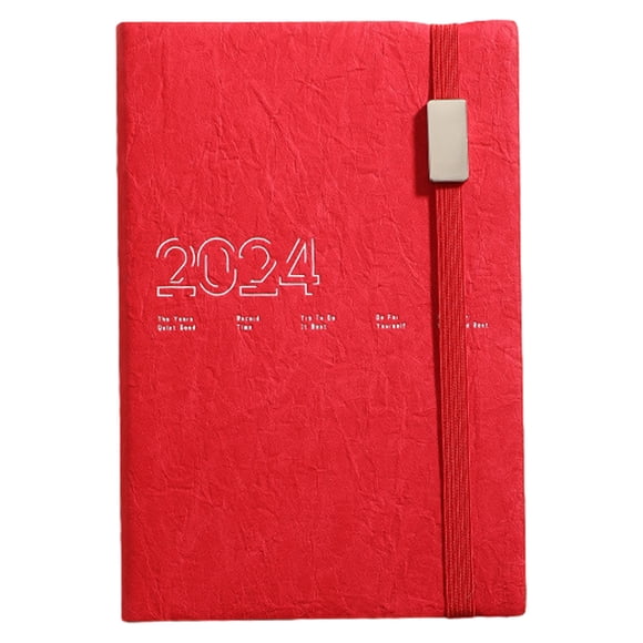 2024 Notebook A5 Planner - 365 Day Planner, Holidays, Contacts and Notes Pages, Vegan Leather Cover, Elastic Closure, 15x21.2cm, 312Page