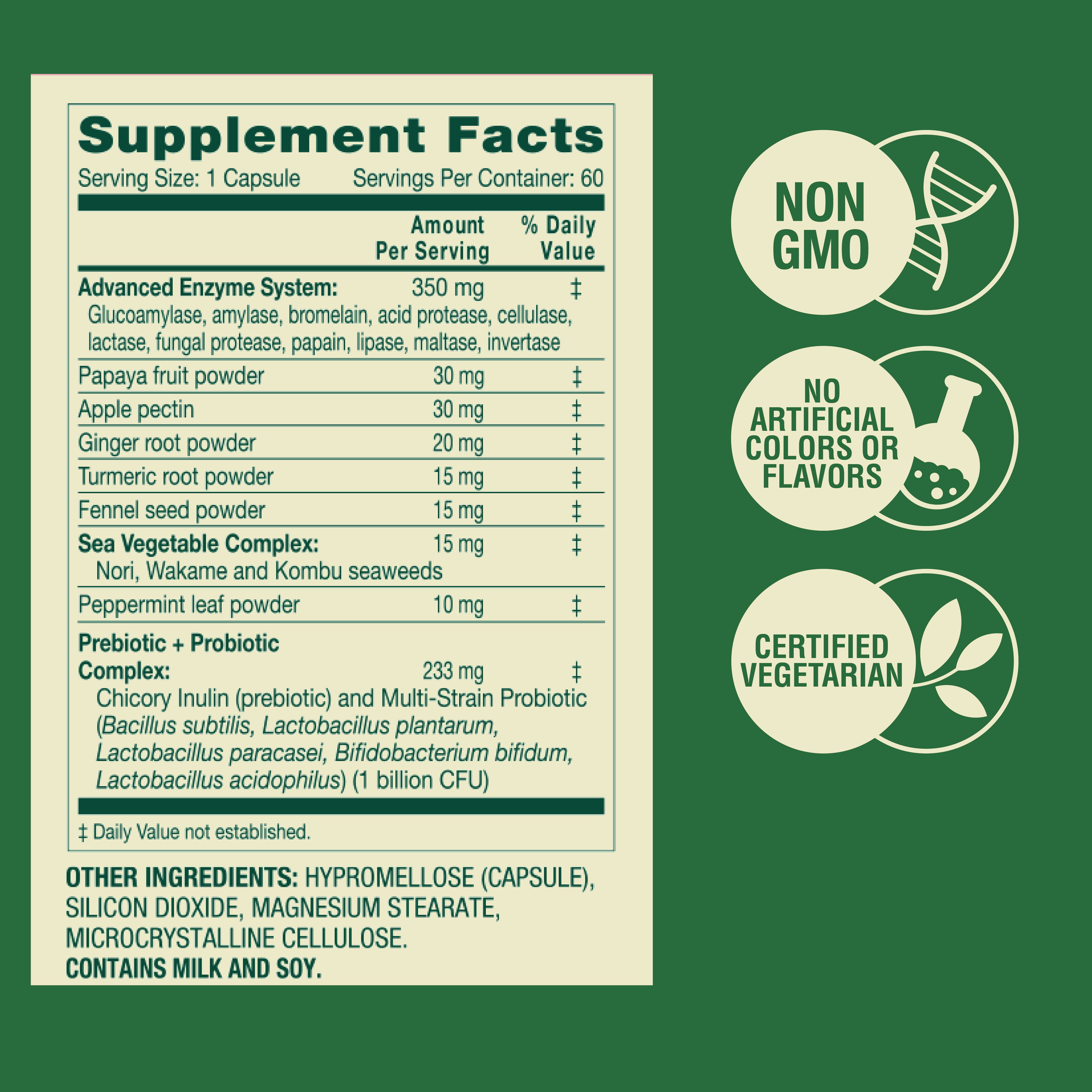 (3 pack) Spring Valley Advanced Formula Digestive Enzymes, with Probiotics + Prebiotics, Vegetarian Capsules for Digestive Health, 60 Count