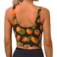 thumbnail image 4 of Goofa Orange Pumpkin Printed Sports Bras for Women, High Impact Running Bra Workout Crop Tank Tops Longline Sports Bra Push up-, 4 of 9