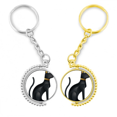 thumbnail image 1 of El antiguo Egipto Abstract Black Cat patron Anillo de oro de metal llavero llavero, 1 of 4