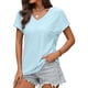 thumbnail image 5 of Xuyuer Womens T Shirts Short Sleeve V Neck Loose Casual Summer Tops Water Soluble Flower Solid Color Loose Comfortable Breathable T-shirt, 5 of 5