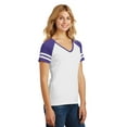 thumbnail image 4 of District Made Ladies Game V Neck Tee-XL (White/ Heathered Purple), 4 of 6
