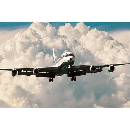 Delta Air Douglas DC-8 Airliner Style - 1 - 24x36 Inch Laminated Aviation Poster - Stunning Detail and Bold Colors