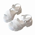 thumbnail image 2 of hengsof Children's Solid Color Platform Sandals Girls' Fashionable Strappy Sandals Adjustable Buckle Casual Summer Sandals, 2 of 6