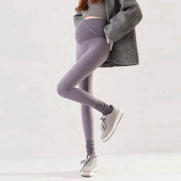 MKLEKYY Leggings casuales para mujer embarazada, ajustados, suaves, deportivos, fitness, yoga, de terciopelo grueso, se pueden usar en exteriores.