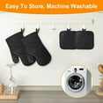 thumbnail image 3 of DreamyJuly Silicone Pot Holders and 0ven Mitts Set, Heat Resistant Non-Slip Gloves for Baking and Cooking - Black 4 Piece Kitchen Set, 3 of 5