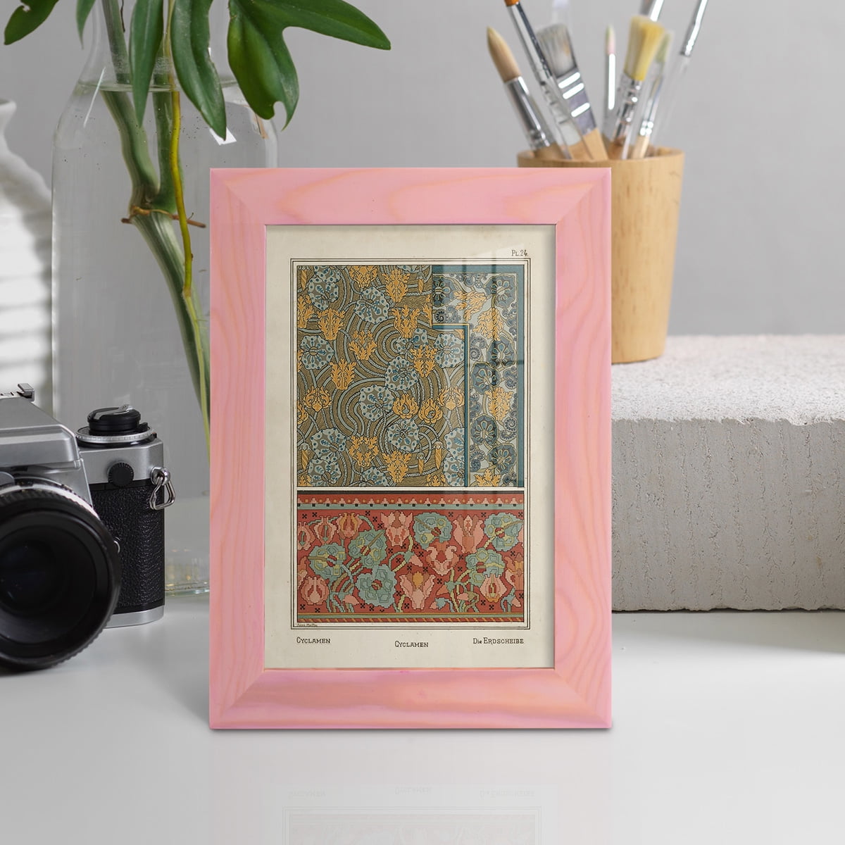 Nouveau Decorative I - Framed Print w/glass - Sunset Pink