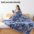 thumbnail image 7 of VK·LIVING Faux Rabbit Fur Reversible Throw Blanket,Super Soft 3D Striped Fuzzy Cozy Thick Ribbed Blankets,Tie-Dye Blue,60"x 80", 7 of 7