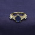thumbnail image 4 of AFFY Oval Cut Simulated Blue Sapphire & Cubic Zirconia Fashion Ring in 14k Yellow Gold Over Sterling Silver Ring Size - 5, 4 of 8