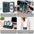 thumbnail image 6 of Allytechgroup Crossbody Wallet Case for Apple iPhone 17, Magnetic PU Leather Flip Protective Case Cover with RFID Blocking, 14 Card Slots Cash Pocket Zipper Pocket Shoulder Strap,Green, 6 of 11
