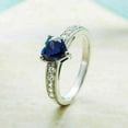 thumbnail image 4 of Heart Cut Blue Sapphire Ring, Solitaire Diamond Engagement Ring, Solitaire With Accents Diamond Ring, September Birthstone Ring, 925 Sterling Silver, 2.3 Ct Simulated Sapphire And Diamond, 4 of 4