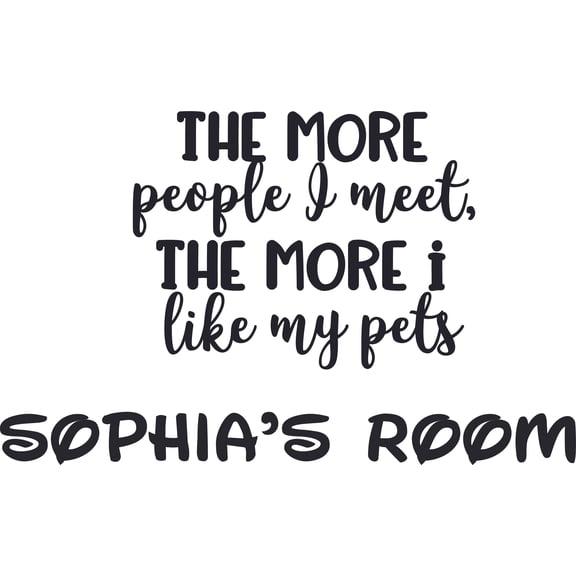 The More I Like My Pets Pet Quotes Customized Wall Decal - Custom Vinyl Wall Art - Personalized Name - Baby Girls Boys Kids Bedroom Wall Decal Room Decor Wall Stickers Decoration Size (15x30 inch)