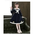 thumbnail image 6 of Otqutp Girls' Winter Dress Children Kids Toddler Girls Long Ruffled Sleeve Bowknot Lolita Skirt Princess Dress Outfits Girls Dress for 3-15Years(b-Dark Blue,5-6 Years), 6 of 6