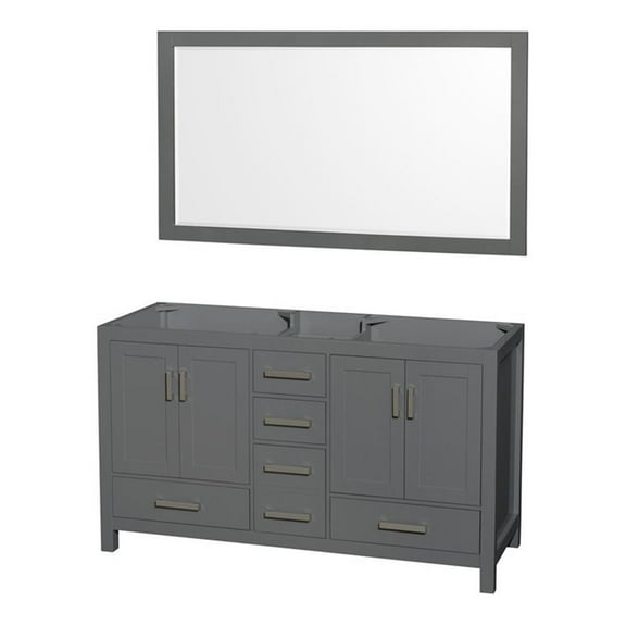 Wyndham Collection Sheffield 59" Metal Double Bathroom Vanity in Dark Gray