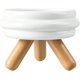 thumbnail image 3 of SPUNKYJUNKY Juego de cuencos elevados de cerámica para gatos con soporte de madera, platos elevados para mascotas para alimentos y agua, diseño antideslizante, apto para lavavajillas, microondas (rosa, 3 of 5