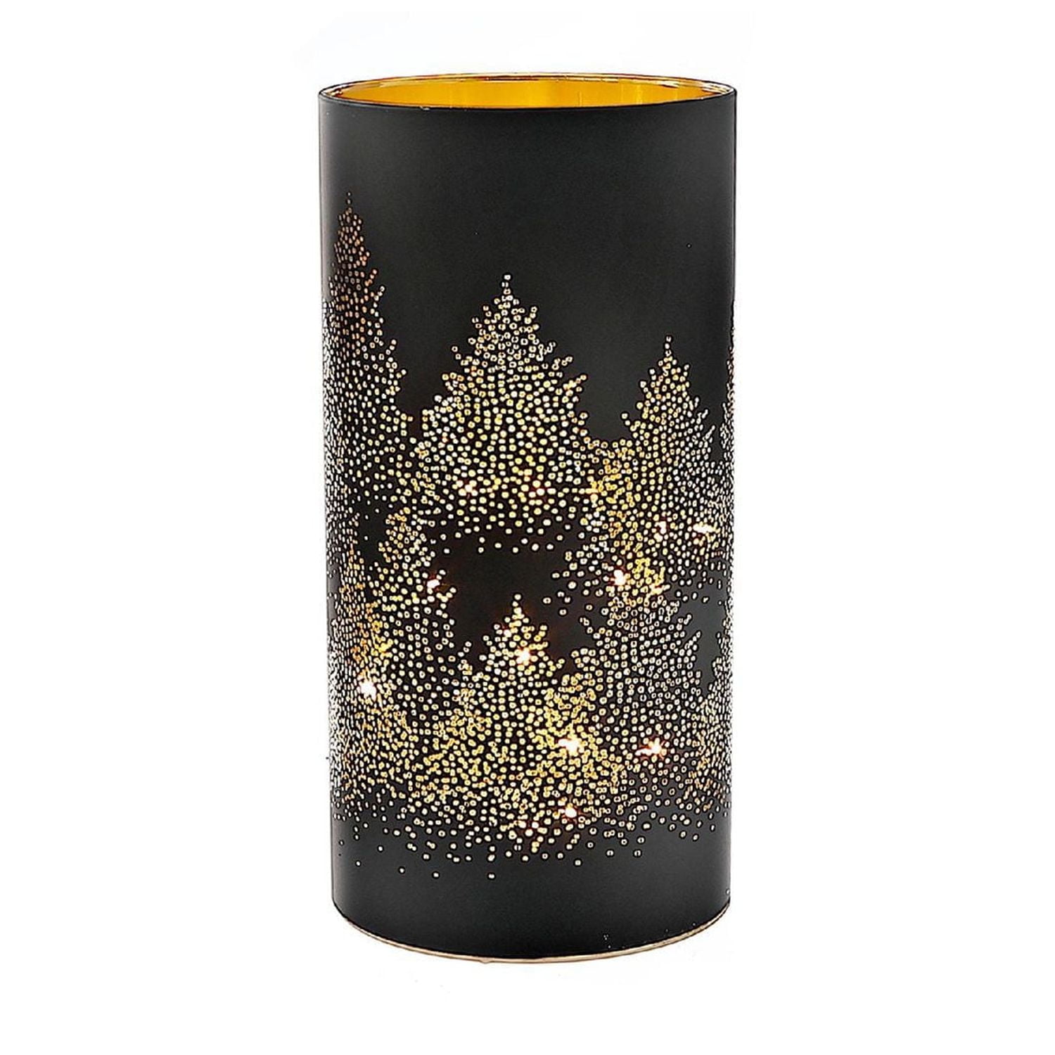 Christmas Led Black Glass Stand Forest 8"
