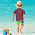thumbnail image 4 of FORMRS Boys Rash Guard Short Sleeves Swim Shirt Quick Dry UPF 50+ Sun Protection, Sizes 3-12T, Red Floral, 4 of 6