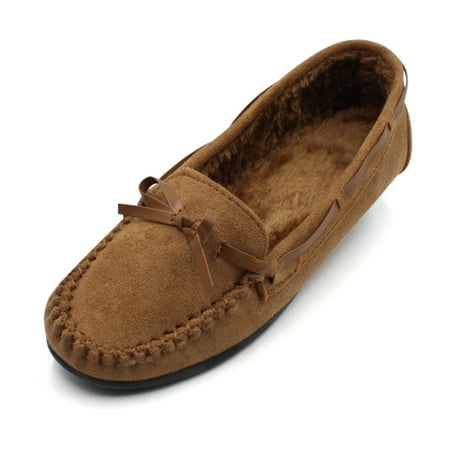 

LAVRA Women s Faux Suede Fur Lined Comfort Moccasin Loafer Slippers