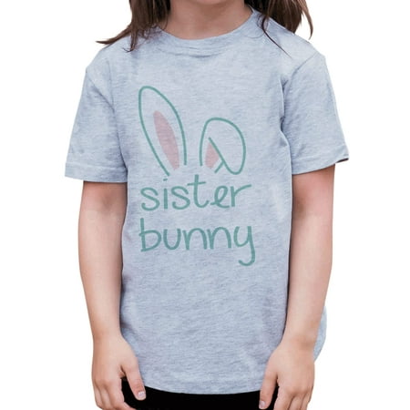 

7 ate 9 Apparel Family Matching Happy Easter Shirts - Sister Bunny Grey T-Shirt 2T