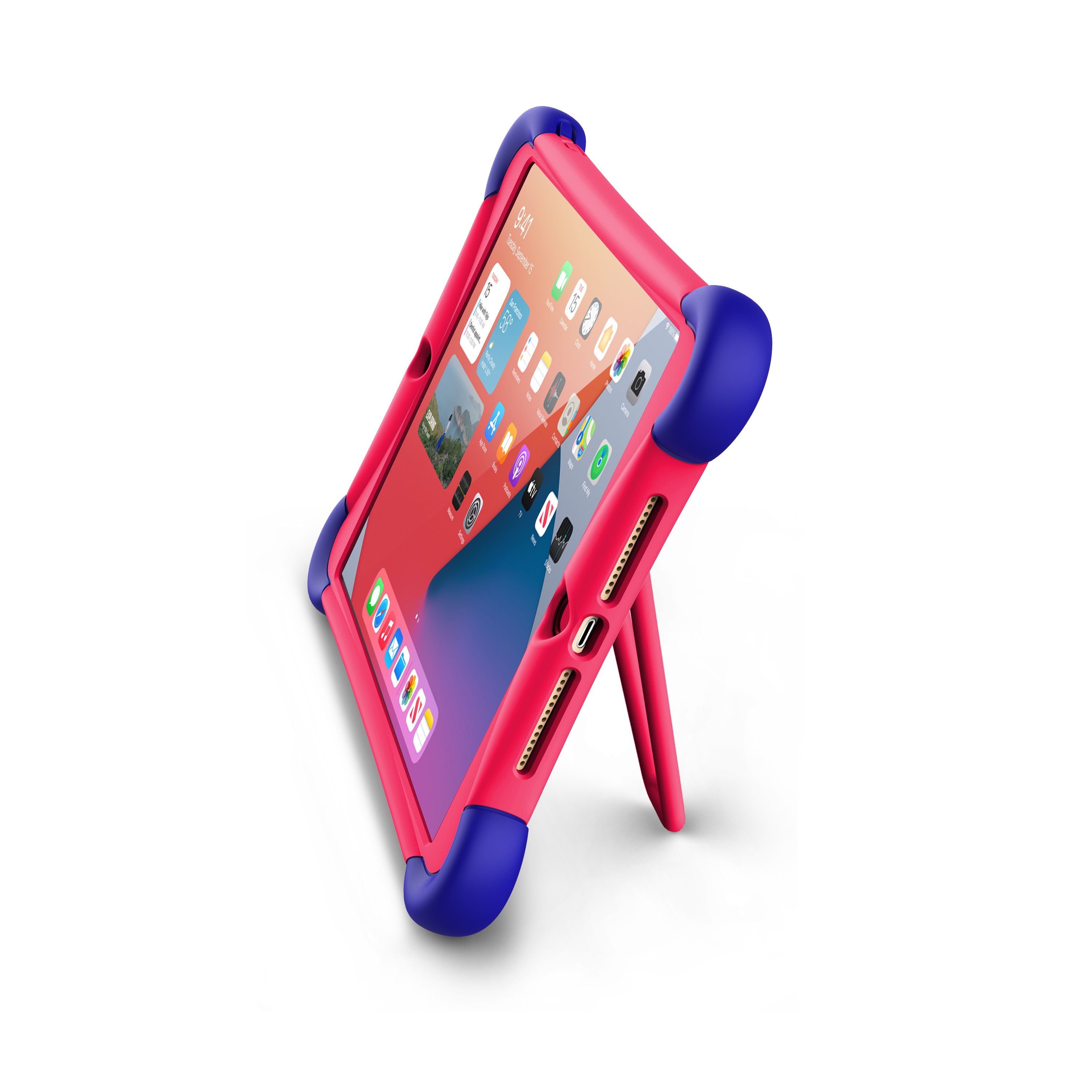 ME Silicone Protective Case with Built-In Stainless Steel Kickstand for iPad 10.2 9th Gen (2021 Release), 8th Gen (2020 Release) and 7th Gen (2019 Release) in Red