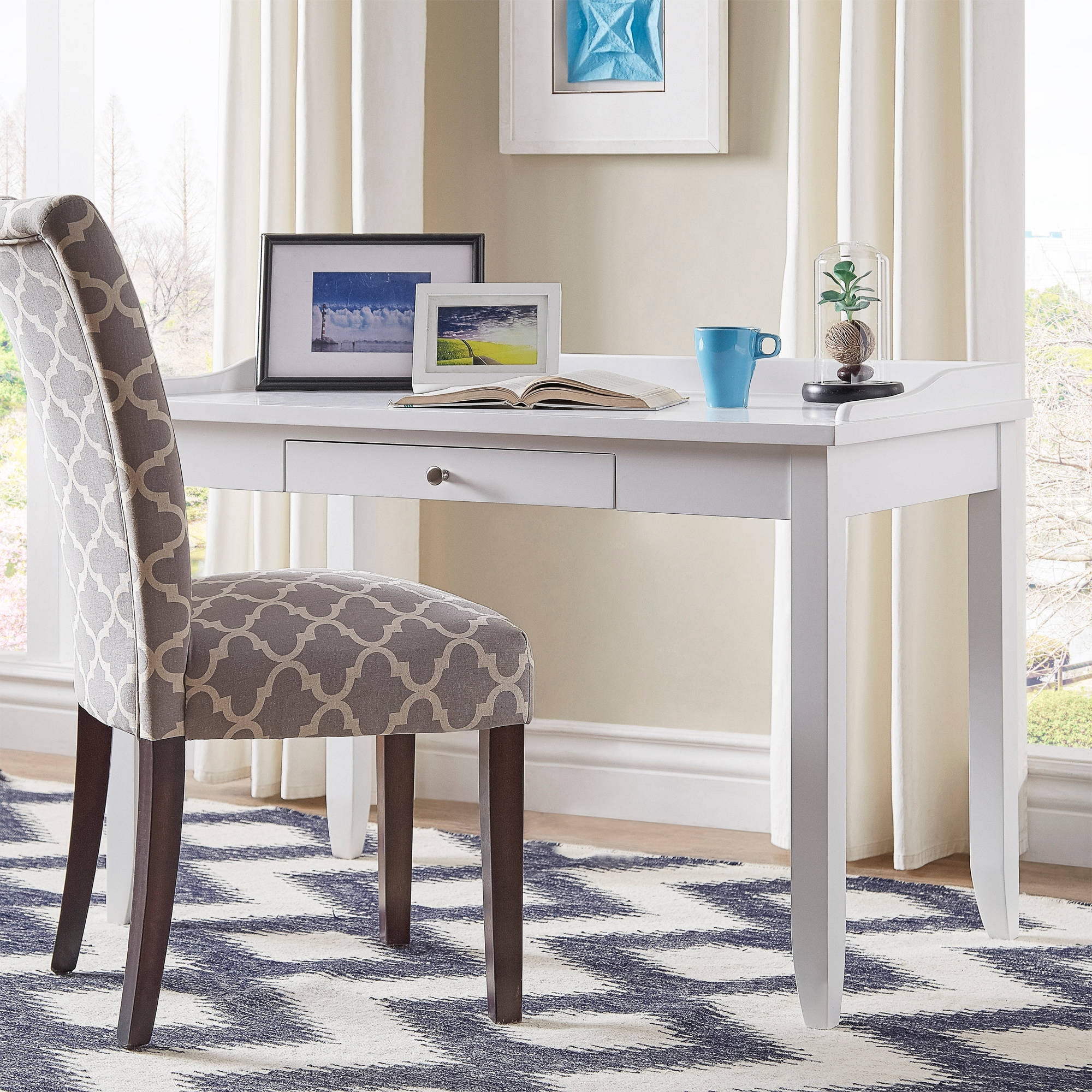 Chelsea Lane Alina Writing Desk With Drawer White Finish