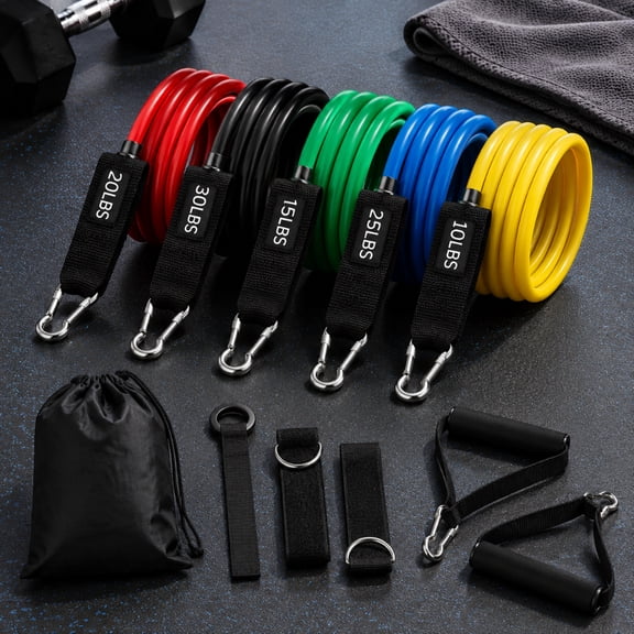 Resistance Bands with Handles, 5-Level Exercise Bands with Handles, Exercise Bands for Full-Body Training, Fitness, Physical Therapy, Workout Bands at Home, Gym 11Pcs
