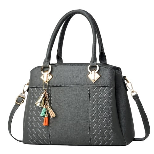 Madden NYC Women's Ruffled Ribbon Half Moon Nylon Handbag, Black