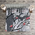 thumbnail image 3 of Ambesonne Winter Quilted Bedspread Set 3 Pcs, City Park Snow Cold, Queen Size, Grey Coral, 3 of 3
