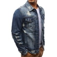 thumbnail image 3 of hgsbede Men's Button Solid Color Hole Vintage Denim Jacket Tops Blouse Coat, 3 of 5