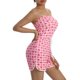thumbnail image 5 of VISgogo Mono de verano para mujer, mono de cintura delgada sin tirantes con estampado completo sin tirantes y hombros descubiertos para niñas, rosa VISgogo  moda, 5 of 9