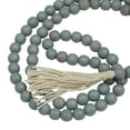 thumbnail image 4 of DecMode Blue Wood Bohemian Garland Décor with Geometric Bead Details and Cream Cotton Tassel, 87"L, 4 of 8