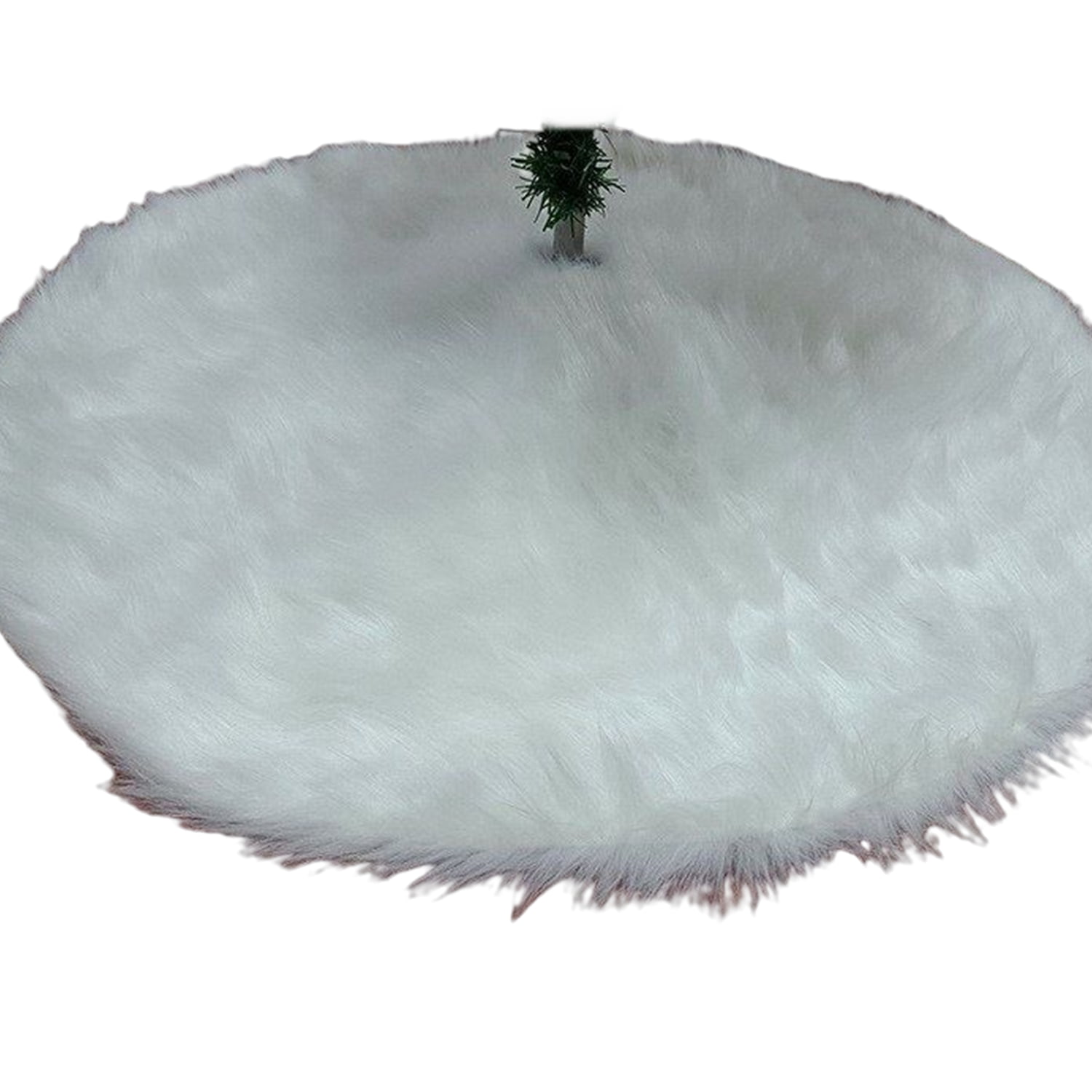 Phenas Christmas Tree Skirt 60 Inch White Soft Faux Fur Christmas