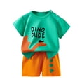 thumbnail image 2 of Kids 2 Piece Outfit Cute Cartoon Print Short Sleeve T-Shirt and Matching Shorts Set Soft Cotton Outfit for Summer Daily Casual and Vacation Wear, 2 of 8