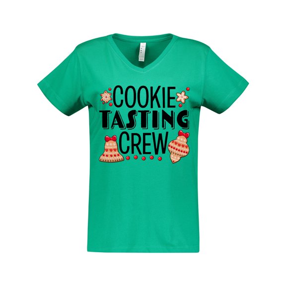 Inktastic Christmas Cookie Tasting Crew with Holiday Cookies Women's V-Neck T-Shirt