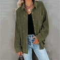 thumbnail image 5 of gakvbuo Shacket Jacket Women Plus Size Cardigan Solid Color Loose Bat Sleeve Waffle Knitted Button Down Urtleneck Sweatshirt Lapel Corduroy Jacket Outwears, 5 of 8
