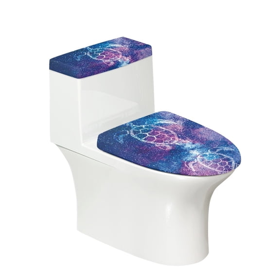 HELLHERO Turtle Pattern Soft Polyester Toilet Seat Lid Cover Adjustable Toilet Seat Covers Set & Stays in Place for Hotel