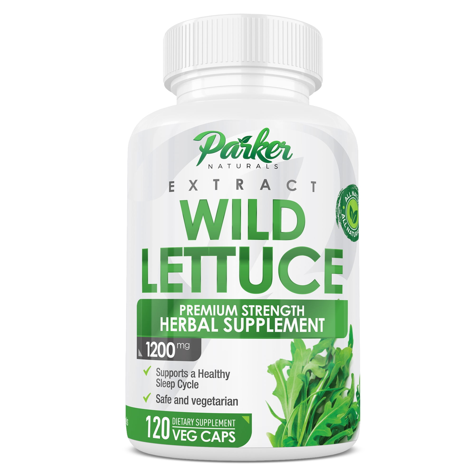 Parker Naturals Wild Lettuce Capsules 1200mg 120ct Natural Relief for
