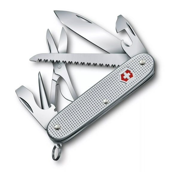 Victorinox Farmer X Swiss Army Knife 10 Function Swiss Made Pocket Knife With Large Blade, Bottle Opener and Wood Saw - Silver