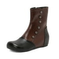 thumbnail image 4 of Xfvqtps Womens Two Tone Color Block Ankle Boots Fashion Winter Side Zipper Booties Round Toe Hidden Wedge Sole Comfort Casual Shoes Brown, 4 of 6