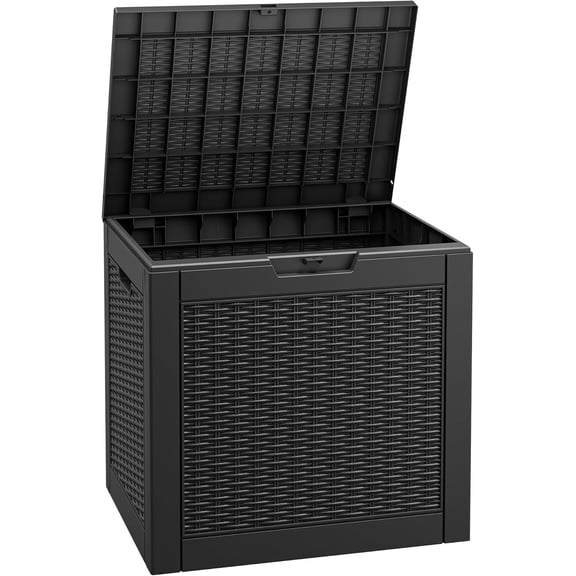 31 Gallon Outdoor Deck Box Waterproof, Storage Box for Patio, Resin Storage Bench Lockable for Garden Tools, Package Delivery, Black