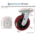 thumbnail image 5 of 6 inch x 2 inch PRO-TECH Polyurethane Non-Marking Heavy Duty Swivel Casters, 3600 LBS Load Capacity, RED (4 Pack) - ICON 6660 Series, 5 of 8