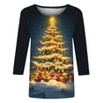 thumbnail image 4 of Holiday Gifts! Titcea Christmas Shirts for Women 3/4 Sleeve Crewneck Glitter Xmas Tree Print Pullover Christmas Sweaters 2024 Fashion Casual Tops, 4 of 4