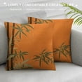 thumbnail image 3 of Orinice  Asian Themed Throw Pillow Cushion Cover, Ethnic Branches and Flowers Illustration Eastern Nature Theme, Decorative Square Accent Pillow Case,  Orange Yellow and Brown White, 3 of 5