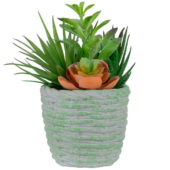 Northlight 8.5" Mixed Succulent Artificial Potted Arrangement - Green/Brown