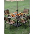 thumbnail image 5 of Square Outdoor Tablecloth with Umbrella Hole Orange Yellow Black Botanical Outside Table Cloth Waterproof Patio Table Cover Modernism Floral Spring Zipper Tablecloths for Picnic Camping 54x54 Inch, 5 of 8